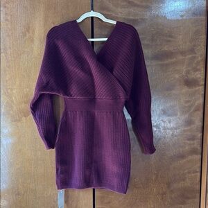 Burgundy Ribbed Knit Sweater